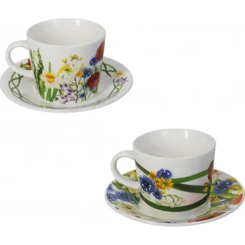 Sada 2ks šálků na presso 90ml Fiori BRANDANI (barva - bílé se vzory)