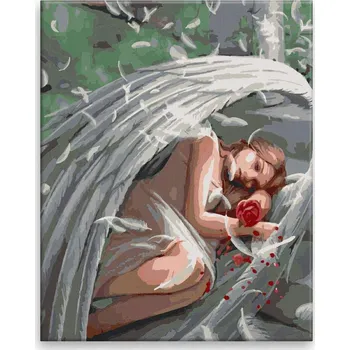 Malování podle čísel - Nešťastný anděl - 40x50 cm, bez dřevěného rámu - CZ výroba
