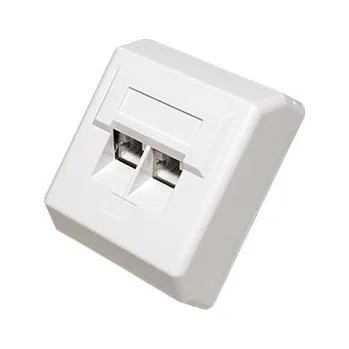 Počítač goobay Zásuvka 2x RJ45 kat. 5e, STP, na omítku, vertikální přívod, bílá (50971) - 25.92.8394
