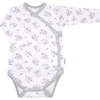 Dětská móda KOJENECKÉ BODY DL.RUKÁV, ZAP. BOKEM, BAVLNA KOALA BASIC, BABY NELLYS, ŠEDÝ LEM 62 (3-6m)