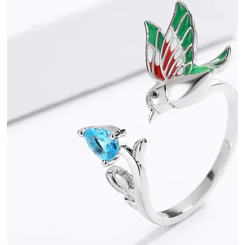 Prsten B-TOP Dámský postříbřený prsten Kolibřík