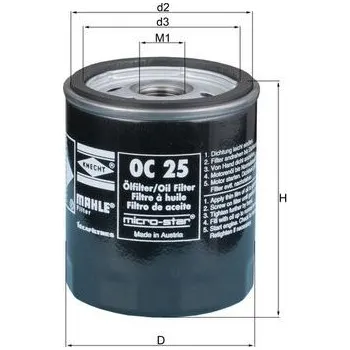 Filtr do auta Olejový filtr MAHLE OC 25
