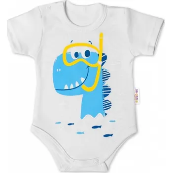 Kojenecký body Baby Nellys Bavlněné kojenecké body, kr. rukáv, Drak Eda - bílé, Velikost koj. oblečení 74 (6-9m)