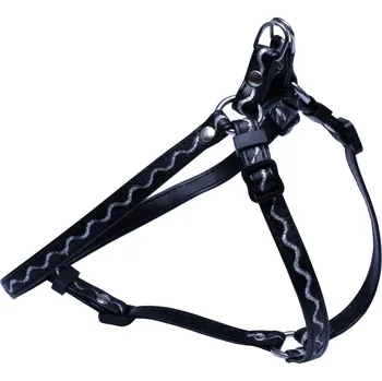 Postroj pro psa BAFPET Kšírky zdobené STŘÍBRNOU VLNKOU Barva: Černá, Rozměr: 12mm x OH 28-42 03411V