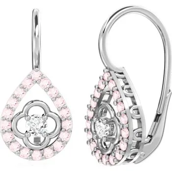 Náušnice Couple, Visací náušnice Amanda, bílé zlato s&nbsp;růžovými zirkony, 585-66-3-0371.1B00.0.00.208.08