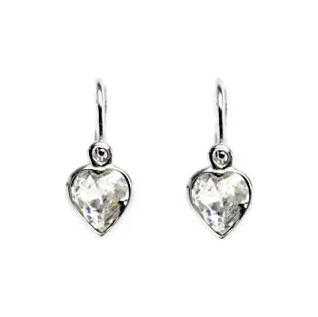 Náušnice Stříbrné náušnice dětské srdíčka Swarovski čiré - NK1315 (Dětské stříbrné náušnice srdíčka Swarovski)