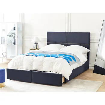 Postel Postel černý samet 140 x 200 cm s úložným prostorem a 2 zásuvkami glamour moderní design Beliani