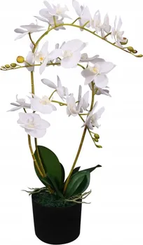 Umělá květina Orchidej s květináčem 65 cm bílá