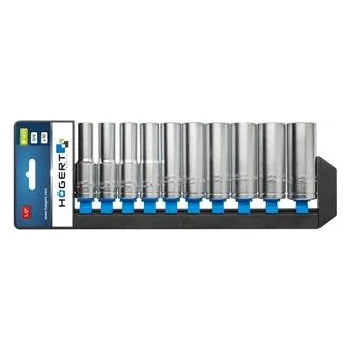 Gola hlavice Högert Sada šestihranných násadek 10 kusů, 1/2”, dlouhé, CrV