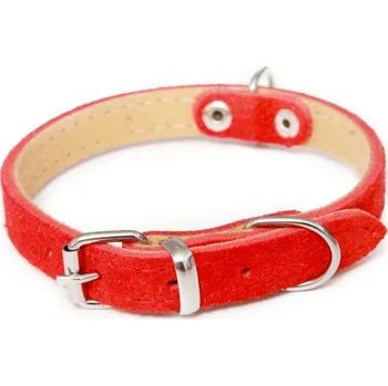 Obojek pro psa BAFPET Obojky ze semišové kůže SUNNY, hladké Barva: Červená, Rozměr: 14mm x 35cm /26-32/ 02102