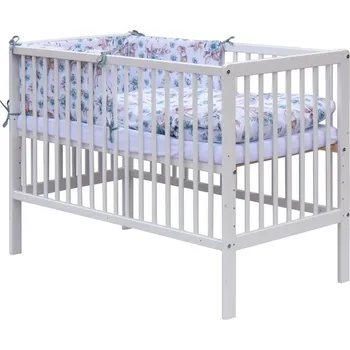 Dětská postýlka Postýlka borovice bílá 120x60cm s výbavou - SRNEČEK mátový - Scarlett