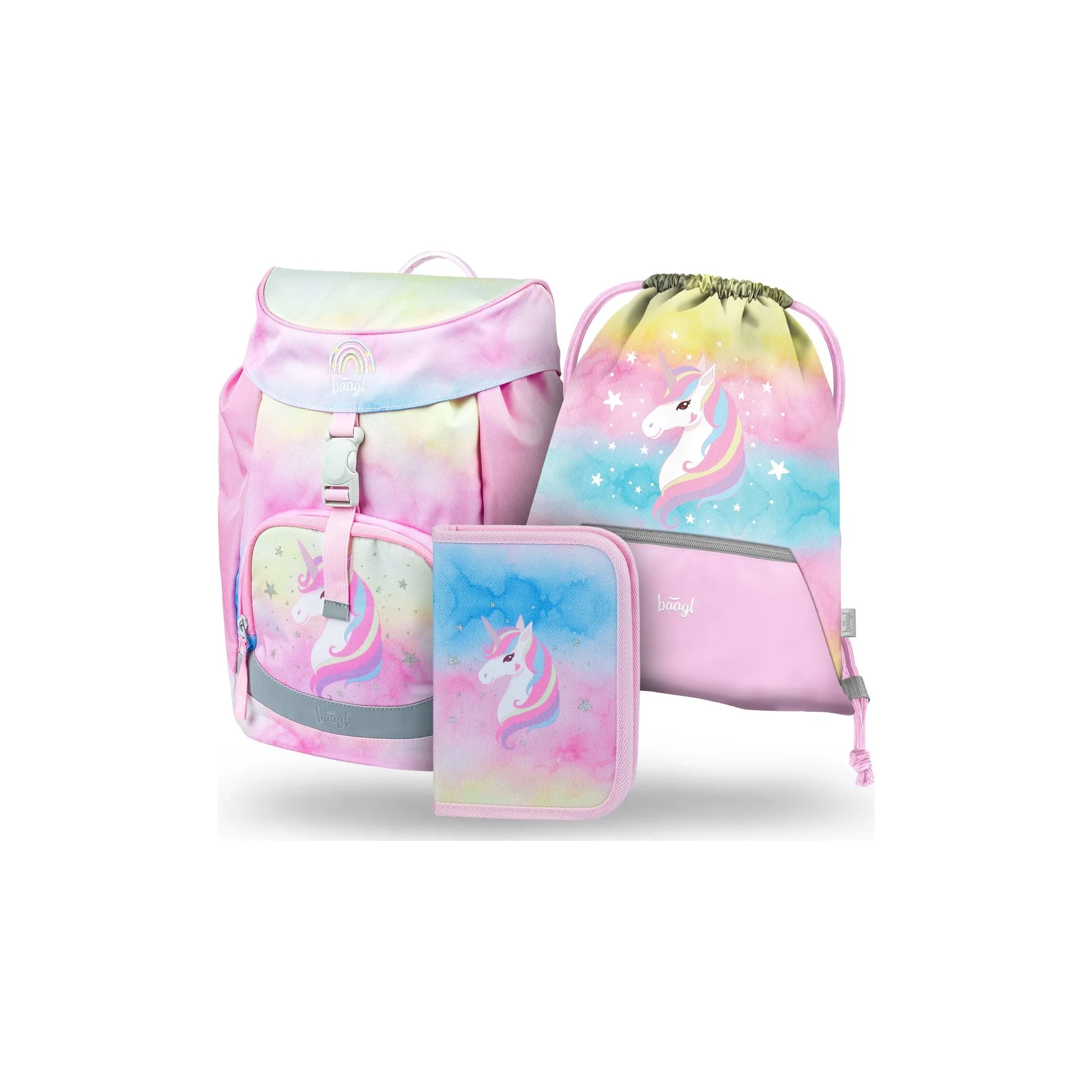 Fotografie 1 - Set školních potřeb BAAGL Airy školní 3dílný set Rainbow Unicorn