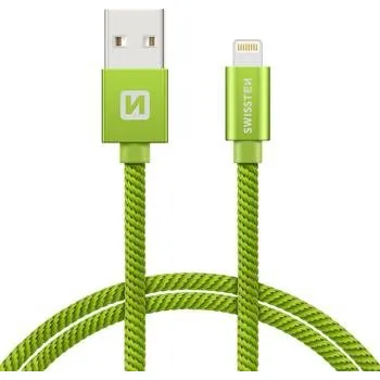 Kabel Swissten Datový Kabel Textile Usb / Lightning 1,2 M Zelený