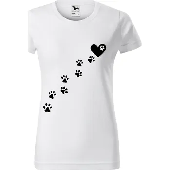 Dámské tričko - Cesta k srdci Tlapky Barva: Černá, Velikost: XL