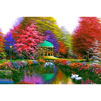 Diamantové malování Diamantové malování - Labutě v parku s altánem - č. 662 65x95 cm