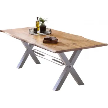 Jídelní stůl Jídelní stůl masiv akácie ( deska 36 mm) Albius 200x100 stříbrné kovové nohy