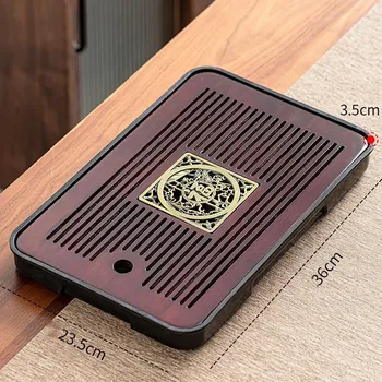 Čínský podnos na vodu pro čajový obřad - Hodně štěstí （福 FU）2