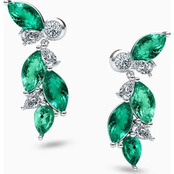 Náušnice Korbička Šperky Smaragdové náušnice 003 -bílé zlato/zelená