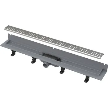 ALCAPLAST Wall - Podlahový žlab s okrajem pro perforovaný rošt a s pevným límcem ke stěně ALC-APZ30-650M