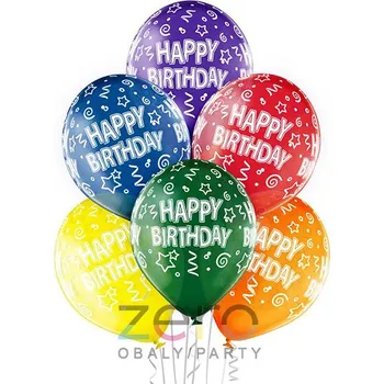 Balónek Balónky nafukovací pr. 30 cm (6 ks) - Happy Birthday (mix)