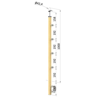 KOVIAN, s.r.o. dřevěný sloup, boční kotvení, 4 řadový, průchodný, vnitřní, vrch pev