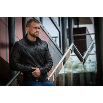 Pánská bunda PitBull West Coast - pánská kožená bunda SPIKE černá M