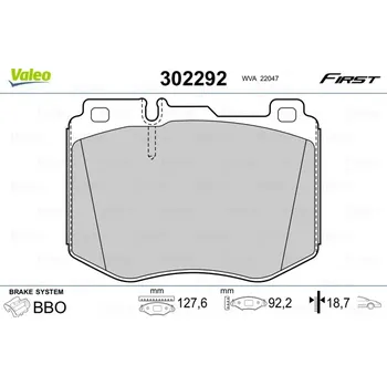 Brzdová destička Sada brzdových destiček, kotoučová brzda VALEO 302292