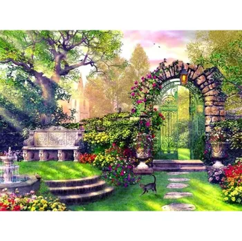 Diamantové malování Diamantové malování - Zahrada s kočičkou - č. 584 40x50 cm