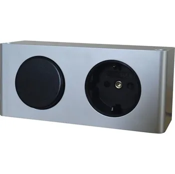 Koupelnový nábytek Vypínač a zásuvka chrom pro zrcadlovou skříňku