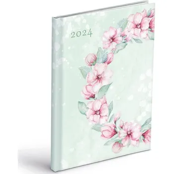 Diář MFP T805 Lamino 2 A5 týdenní 2024 zelený/květinový