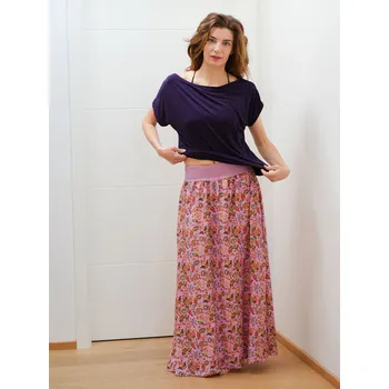 Dámská sukně Dlouhá sukně růžová se vzorem s kapsami Velikost: S