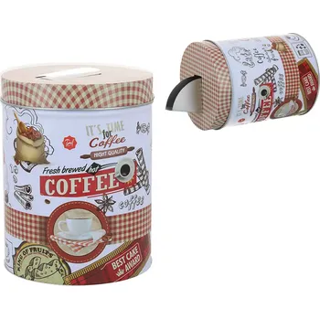 Dóza na potraviny Carmani Plechová dóza na zrnkovou kávu s dávkovačem, Cofee - 10.6 x 13.8 cm