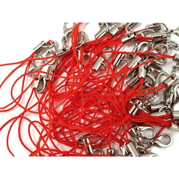 Korálek Šňůrka na mobil s karabinkou červená č. 35