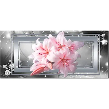 Diamantové malování Diamantové malování - Růžová lilie v rámu - č. 636 120x60 cm