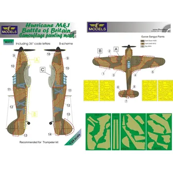 Plastikový model LF model 1/24 Mask Hurricane Mk.I Battle of Britain Camo B