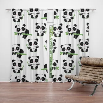 Závěs Sablio Závěs Pandy s větvičkou: 2ks 140x250cm