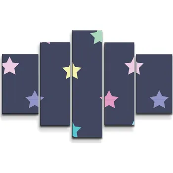Obraz Sablio Obraz - 5-dílný Hvězdy na modré - 125x90 cm
