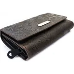 Tmavě hnědá dámská kožená klopnová peněženka se vzorem 511-2235-47 + doprava zdarma