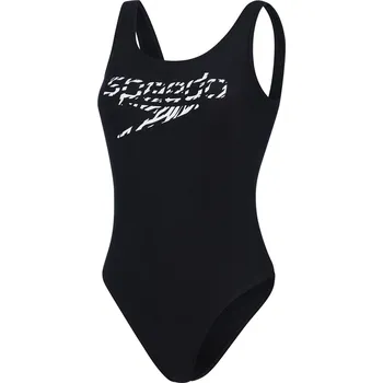 Dámské plavky Dámské Jednodílné plavky SPEEDO LOGO DEEP U-BK HI LEG 1PC AF 8-123693503 – Černá 34