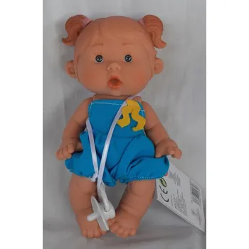Panenka Panenka - holčička Vendy v modrých kraťasech se žlutou ozdobou - Nenotin od španělské firmy Marina & Pau (Nenotin - 21 cm )