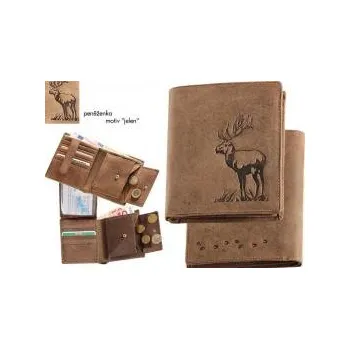 Peněženka E-myslivost Kožená myslivecká peněženka - motiv Jelen I Hnědá