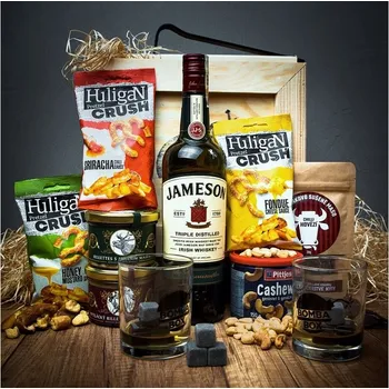 Dárkový potravinový koš Dárková bedna s páčidlem pro muže Jameson Irish Whiskey
