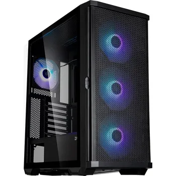 PC skříň ZALMAN Z10 Plus Skříň, Middle tower, bez zdroje, ATX, 3x 140mm a 1x 120 mm ARGB ventilátor, 2x USB 3.0, 1x USB typ C, tvrzené sklo, černá Z10 PLUS