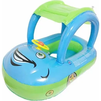 Dětský nafukovací kruh | člun se střechou motiv auto - Modrá