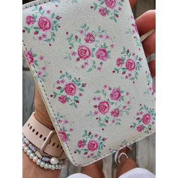 Peněženka Pastelově zelená peněženka s růžičkami Gearose - 10*15 cm