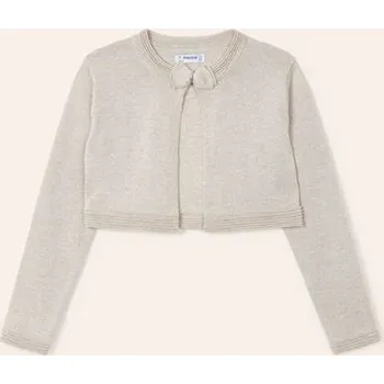 Dívčí svetr dětské bolerko se třpytem k šatům Mayoral 321-77 béžové velikost 128