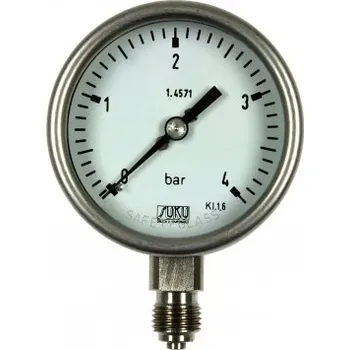 WIKA - Ursula Wiegand Ges.m.b.H. Nerez manometr 2035, průměr 63mm, 0/16bar, spodní př., bez glycerinu, G1/4"