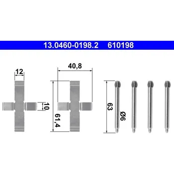 Přislušenství brzdového systému Sada příslušenství, obložení kotoučové brzdy ATE 13.0460-0198.2