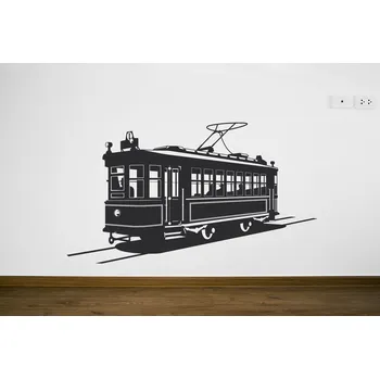 Samolepící dekorace Lepy.cz Samolepka na zeď Historická stramvaj Velikost (šířka x výška): 55x31cm, Barevná varianta: Světle hnědá