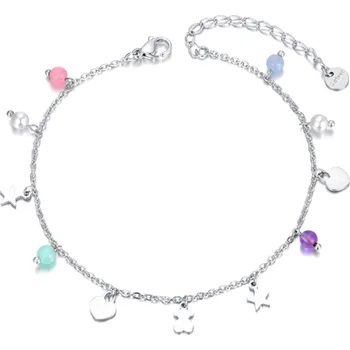 Řetízek B-TOP Řetízek na nohu z nerezové oceli s přívěsky